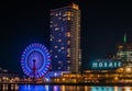 Ferris Wheel and Kobe Mosaic shopping mall is lighten up at night