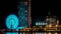 Ferris Wheel and Kobe Mosaic shopping mall is lighten up at night