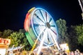 Ferris wheel lights at state fair at night Royalty Free Stock Photo