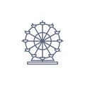 Ferris wheel line icon - carousel simple linear pictogram on white background. Vector illustration. Royalty Free Stock Photo