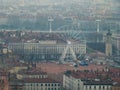 Ferris wheel in Lyon in winter, France. Top view Royalty Free Stock Photo