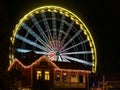 Ferris wheel in motion in Theme Park at night