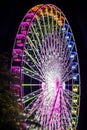 Ferris Wheel Neon Lights At Night Royalty Free Stock Photo