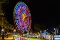 Ferris wheel at night in Batumi, Adjara region in Georgia