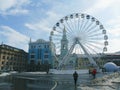 Ferris wheel in the old district of Kiev Podol Royalty Free Stock Photo