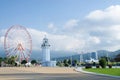 Ferris wheel and old lighthouse in Miracle Park,Batumi,Georgia