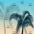 Ferris wheel and palm tree silhouette background Royalty Free Stock Photo