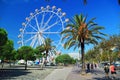 Ferris wheel in port Port Vell in Barcelona, Spain. Royalty Free Stock Photo