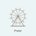 Ferris Wheel at Prater amusement park, Vienna, Austria. International landmark and tourism destination. A fascinating world awaits