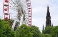 Ferris Wheel And Scott Monument, Princes Street Gardens, Edinburgh, Scotland