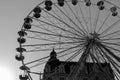 Ferris wheel silhouette in black and white Royalty Free Stock Photo