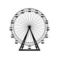 Ferris wheel silhouette circle vector illustration. Carnival. Funfair background.Carousel, motion.