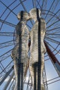 The Ferris wheel and the statue of Ali and Nino on the embankment near the sea in Batumi, Georgia