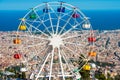Ferris Wheel at Tibidabo Amusement Park, Barcelona, Catalonia, Spain. With selective focus