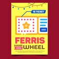 Ferris Wheel Ticket Advertising Poster Vector