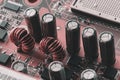 Ferrite coil, Computer internal hardware circuit board Royalty Free Stock Photo