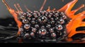 Ferrofluid, magnetic fluid close-up. Abstract minimalistic black trendy background.