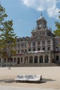 Ferrol / Galiza / Spain - 08 08 2020: City hall facade with person