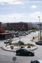 Ferrol, Galiza, Spain - 08 20 2020: Roundabout traffic at commercial district