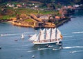 FERROL, SPAIN - FEBRUARY 16: Spanish tall ship Juan Sebastian Elcano