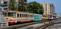 Ferrovia Circumetnea old and new engines at Catania Borgo Station, Sicily Italy