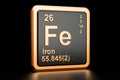 Ferrum iron Fe chemical element. 3D rendering Royalty Free Stock Photo