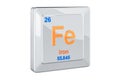 Ferrum, iron Fe chemical element sign. 3D rendering Royalty Free Stock Photo