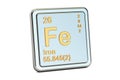 Ferrum, iron Fe chemical element sign. 3D rendering Royalty Free Stock Photo