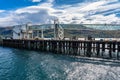 Ferry access walkway in the port of the tourist village of Ullapool in Scotland Royalty Free Stock Photo