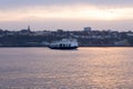 The ferry across the St. Lawrence River leaving the Levis terminal Royalty Free Stock Photo