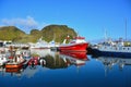 A ferry approaches the harbour at Heimaey, Vestmannaeyar, Iceland