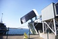 Ferry arrival with open from to offload export goods and vehicles in Oban Royalty Free Stock Photo