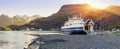 Ferry arrival and unloading in Moskenes, Lofoten Islands