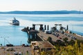 Ferry Arrives at the Dock Royalty Free Stock Photo