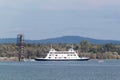 Ferry boat crossing Lake Constance in regular passenger and car service between Friedrichshafen, Germany, and Romanshorn,