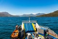 Ferry boat crossing lake in Patagonia, Chile, South America Royalty Free Stock Photo