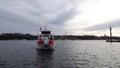 Ferry in Ridderfjarden in spring in Stockholm, Sweden