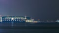 Ferry boat harbor in downtown Hong Kong night timelapse. Royalty Free Stock Photo