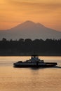 Ferry Boat With Mt. Baker in the Background.