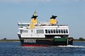 Ferry boat navigating between the city of Marstal and Aero island