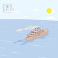 Ferry Boat in the ocean flat vector.