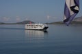 Ferry boat sailing near Corfu island in Greece Royalty Free Stock Photo