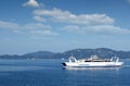 Ferry boat sailing near Corfu island Royalty Free Stock Photo
