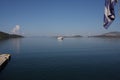 Ferry boat sailing near Corfu island in Greece Royalty Free Stock Photo