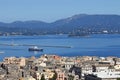 Ferry boat sailing near Corfu town Greece Royalty Free Stock Photo