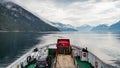 Ferry boat sailing in a Norwegian fjord, Norway Royalty Free Stock Photo