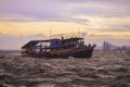 A ferry boat sailing in the sea Royalty Free Stock Photo