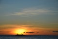 Ferry Boat silhouette against sunset Royalty Free Stock Photo