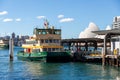 A ferry boat in The Sydney Harbour, view from the coast