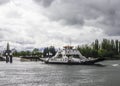 Ferry boat for vehicles transportation across the river Royalty Free Stock Photo
